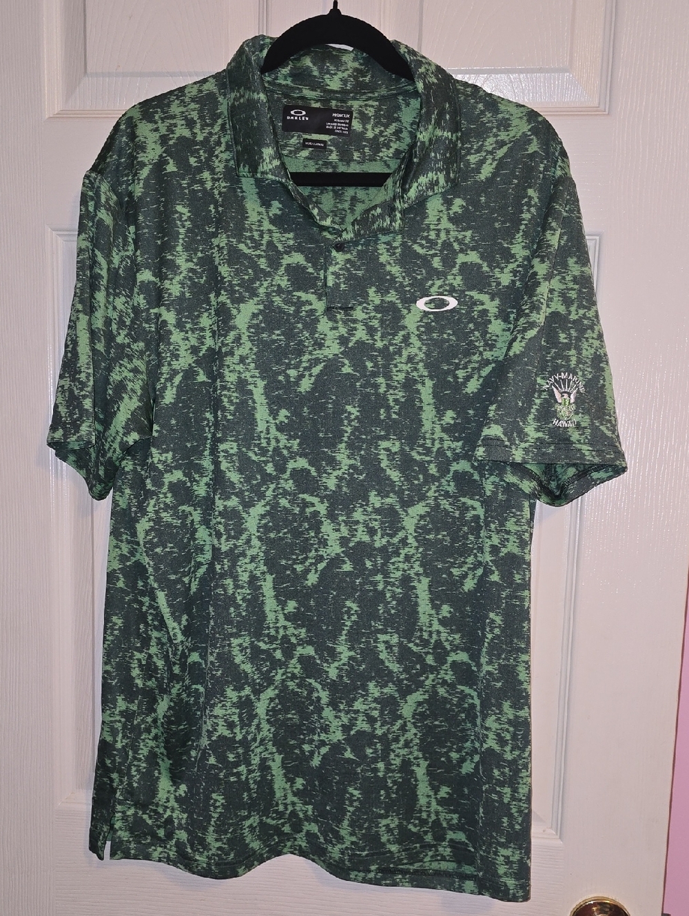 Oakley Green Two-Tone Patterned Polo